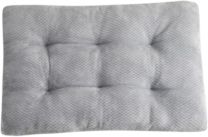Washable Dog Bed for Large Breeds, Extra Cushioned Crate Mattress with Removable Fluffy Cover, Non-Slip Orthopedic Pet Pad, Machine Washable Kennel Mat(Grey,S)