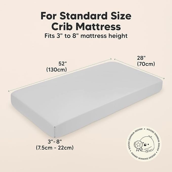 KeaBabies 2-Pack Organic Crib Sheets for Boys, Girls - 52x28 Fitted Crib Mattress Sheet Neutral, Breathable Jersey Cotton Cover for Baby Bed, Toddler Mattress, Soft & Cute Prints (French Gray)
