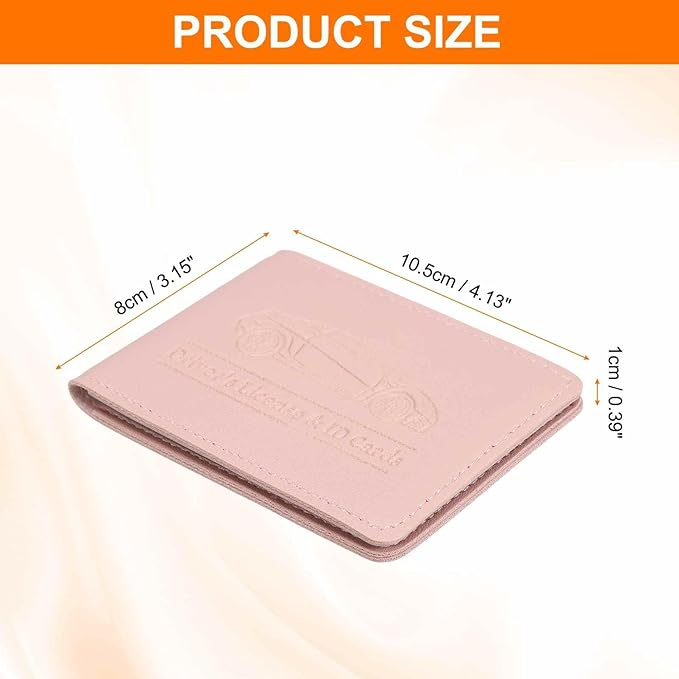 HARFINGTON Car Registration and Insurance Holder PU Leather Vehicle Glove Box Organizer Storage Accessories Car ID Holder with 2 Pockets for License ID Card Bank Card Documents, Pink