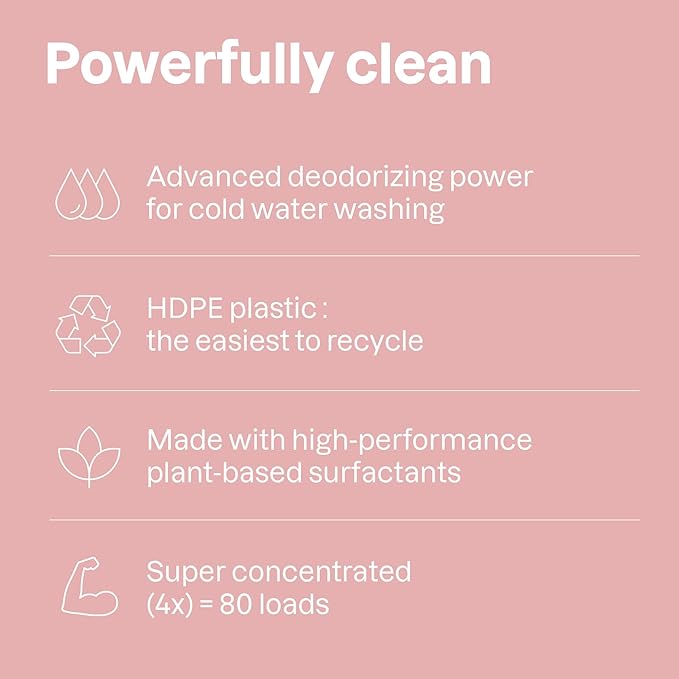 ATTITUDE Baby Laundry Detergent Liquid, EWG Verified, Safe for Baby Clothes, Infant and Newborn, Vegan and Naturally Derived Washing Soap, HE Compatible, Unscented, 80 Loads, 67.6 Fl Oz