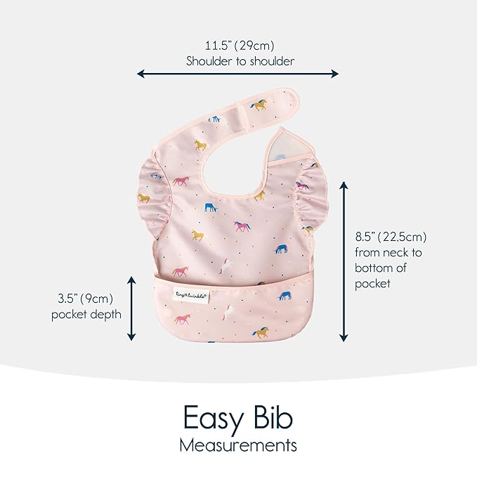 Tiny Twinkle Mess Proof Baby Bibs for Eating - Waterproof, Wipeable Bibs - Toddler Bibs - Travel Friendly - PFAS, PVC, BPA, Phthalate Free - Baby Food Bibs(3 Pack,Unicorn)