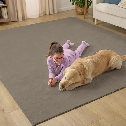 GORILLA GRIP Ultra Soft Washable Area Rug, 6x9, Stain and Slip Resistant Plush Thick Carpet for Bedroom Living Room, No Shed Floor Rugs, Pet Friendly, Dorm Essentials, Kids Nursery Home Decor, Taupe