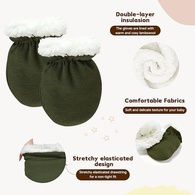 Cute Baby Mittens Newborn, No Scratch Baby Boy Mittens, Baby Girl Hat Gloves for Toddlers, Infant, Newborn