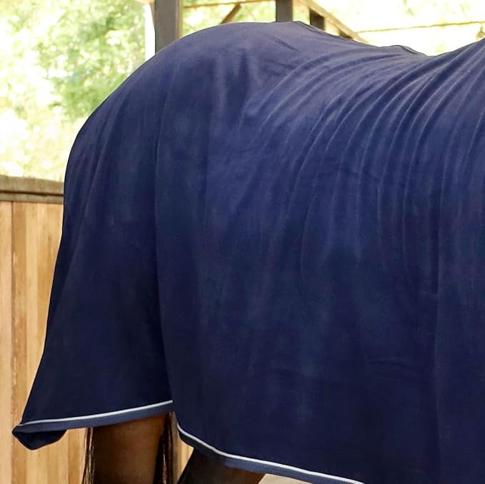 Jeffers Equine Elite Fleece Horse Cooler Blanket, 78 Inch – Soft, Adjustable Fit, Lightweight, Easy Care, Moisture Wicking Cooling Sheet with Surcingle for Post Exercise, Travel for Horses – Navy