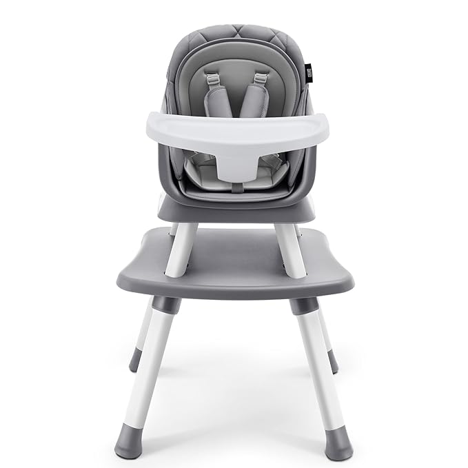 HARPPA 6 in 1 Baby High Chair, Convertible Infant Feeding Chair for Babies & Toddlers Table, Dining Booster Seat with Removable Tray, Grey