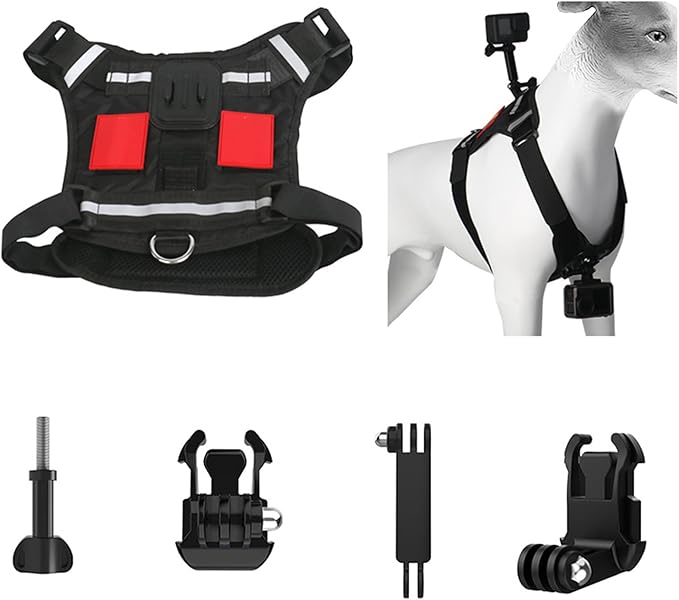 3. Lightweight Dog Chest Mount for Action Cameras ABS Harness with Multi-Angle for 8-35kg Outdoor Pets Dog Perspective Harness