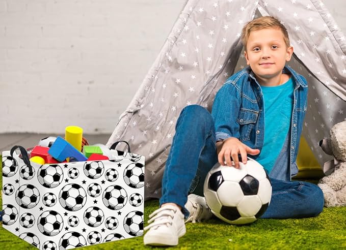 HIYAGON Rectangular Soccer Basket Kids Gift Basket Baby Boy Basket Kids Toy Storage Bin Basket Organizer Box Soccer Room Decor(Soccer)