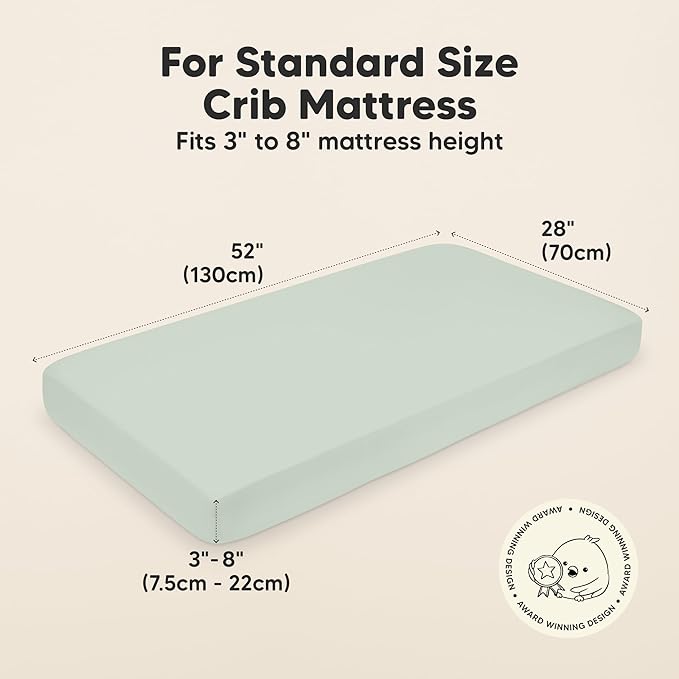 KeaBabies 2-Pack Organic Crib Sheets for Boys, Girls - 52x28 Fitted Crib Mattress Sheet Neutral, Breathable Jersey Cotton Cover for Baby Bed, Toddler Mattress, Soft & Cute Prints (Sage)