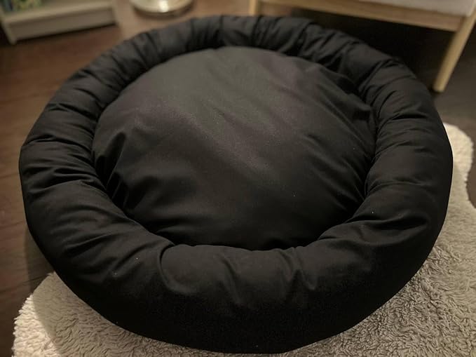 Organic Cotton Canvas Dog Bed: Removable Cover, Natural Fill - Made in USA (Black, XX Large 50" x 8" inches)