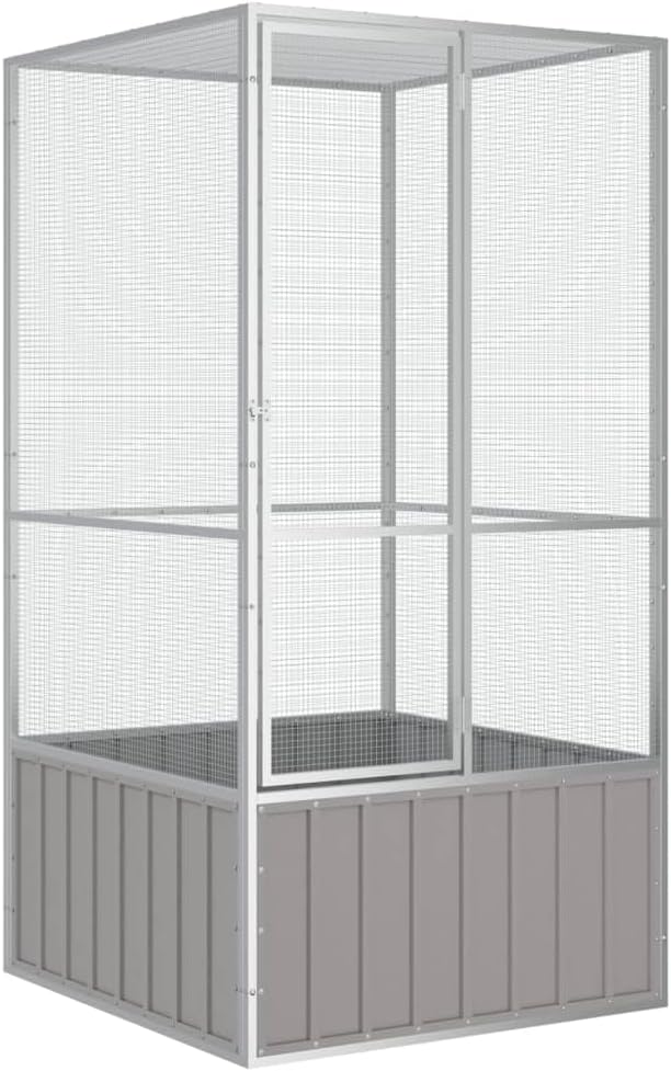 Tidyard Large Bird Cage, Galvanized Steel Outdoor Aviary with Secure Lock, 43.7 x 42.1 x 83.3 Inches Rectangular Metal Cage for Multiple Birds in Garden or Terrace