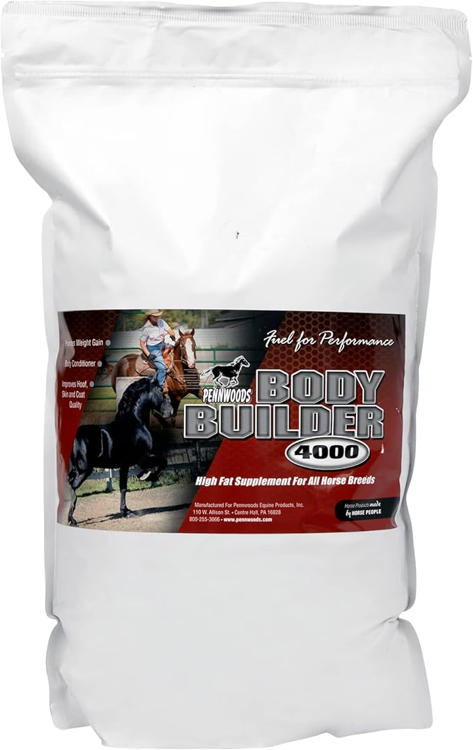 Pennwoods Body Builder 4000, Horse Weight Gain Supplement, High Fat and Energy Weight Builder with Body Conditioning Vitamins, Improves Hoof Quality - 11 LB Bag