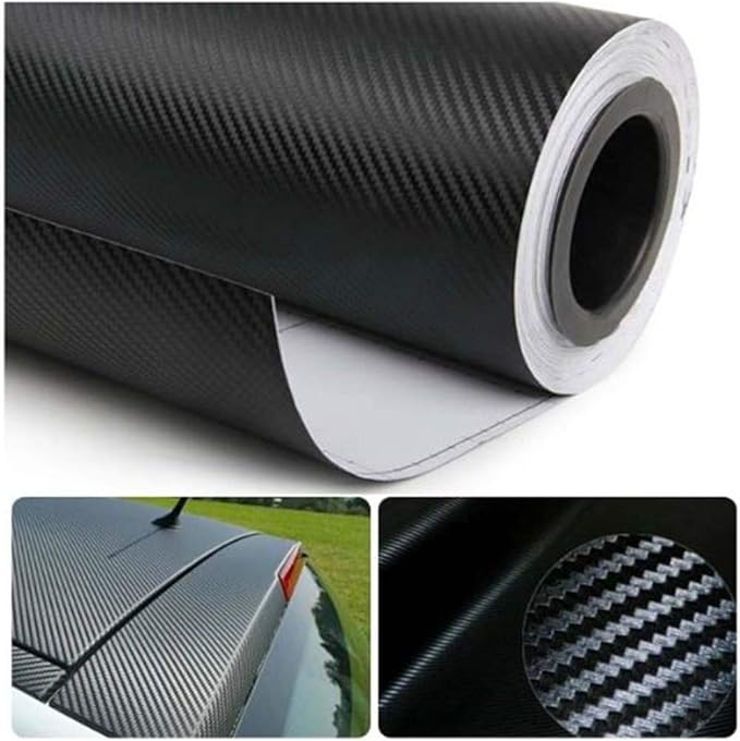 3D Black Carbon Fiber Vinyl Bubble Car Wrap Film Automotive DIY Decals (84" x 60" / 7 FT x 5 FT)