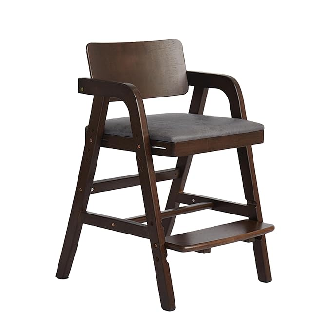 Solid Wood high Chairs for Toddlers,High Chair Grows with Kid for Dining, Study Chair for Children, Walnut Color