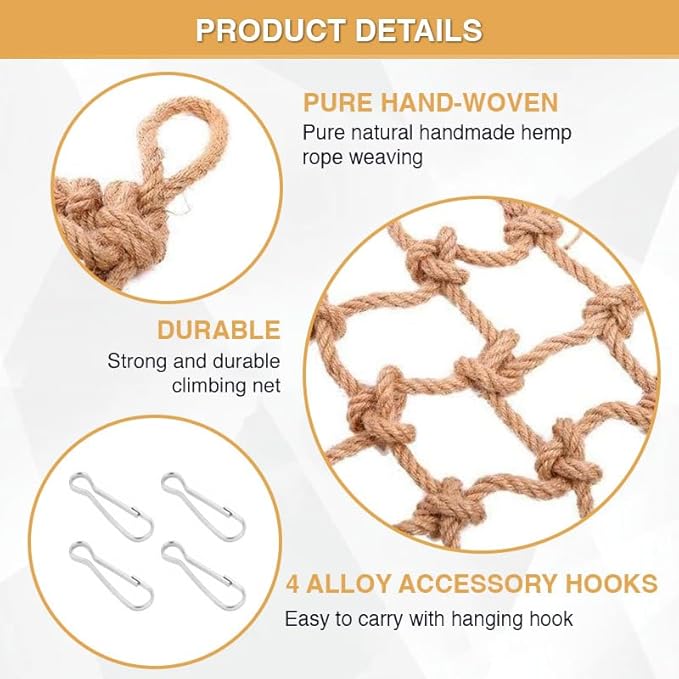 2 Packs Natural Bird Rope Net Parrot Swing Hammock for Birds Parrot Ladder Macaw Hanging Hammock Activity Toy for Rats Parakeet Cockatiel Cockatoo Conure African Grey Budgie（M 14x11inch）