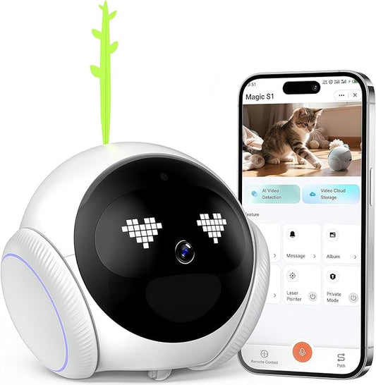 RPZ Pet Camera Indoor, Dog Camera, Movable Home Security Robot with Phone App, 2 K Cat & Puppy Mini Robot, Long Distance on Wheels Safety Alerts, Pet Auto Tracking, 2-Way Speaker