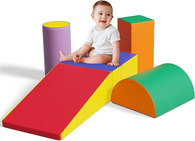5 Pcs Foam Climbing Blocks for Toddlers, Soft Play Set Climb and Crawl Foam Activity Playset Gym Equipment for Playroom, Daycare, Kindergarten,Multicolored
