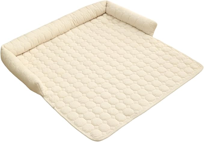 Pet Couch Covers for Sofa, 29" L × 29" W Calming Dog Bed Fluffy Dog Plush Mat for Furniture Protector with Bolster, Washable Removable Couch Cover for Small, Medium, Large Dogs and Cats (White)