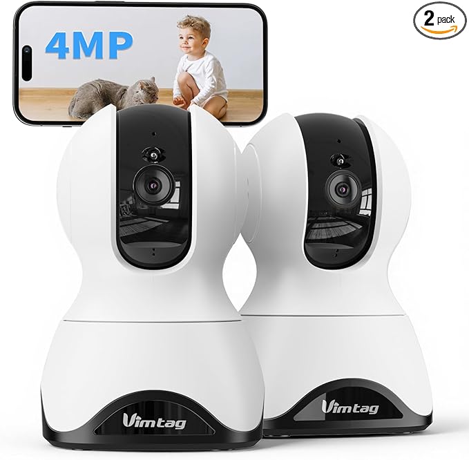 VIMTAG 2.5K Pan/Tilt Cameras for Home Security, Indoor Camera for Pet/Dog/Cat/Baby/Nanny/Room with Phone App, 5G/2.4G WiFi, Night Vision, 2-Way Audio, Motion Tracking, AI Detection, Works w/Alexa