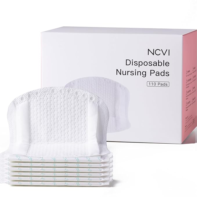 NCVI Disposable Ultra-Thin Nursing Pads 110 Count, Highly Absorbent Breast Pads for Leaking Milk, Breathable Nipple Pads for Breastfeeding, Soft and Stay Dry, Essentials for Nursing Moms