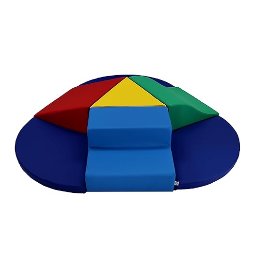 Factory Direct Partners 13800-AS SoftScape Toddler Playtime Junction 360 Climber Plus Side Pads, Indoor Active Play Structure for Toddlers and Kids; Safe Soft Foam (7-Piece) - Assorted