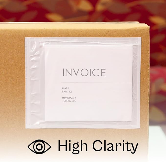 9.5"x 12" Clear Enclosed Packing Envelope Plain Face Usable Dim 9" x 11.5" Front- Clear, Back- White (500 Pack)