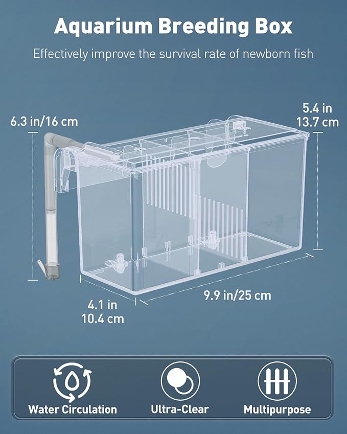 Pawfly Aquarium Breeding Box Fish Tank Hatchery Incubator Acrylic Breeder Box for Aggressive Fish Guppy
