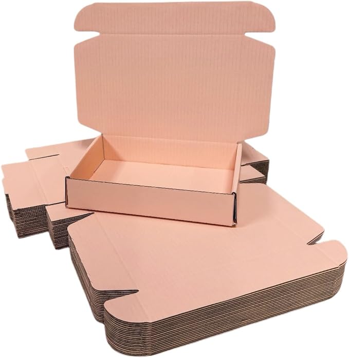 50 Pcs 10.6 x 6.5 x 2 inches Shipping Boxes for Small Business Cardboard Corrugated Mailer Boxes for Shipping Packaging Holidays Craft Gifts Giving Products (Powder Pink, 10.6 x 6.5 x 2")