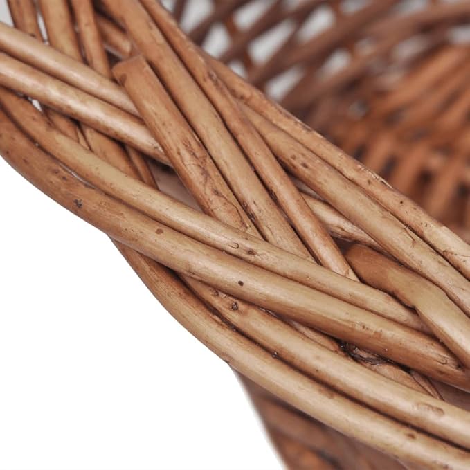 Natural Willow Dog Basket 27.6 Inch Lightweight Oval Pet Bed, Handwoven Wicker Basket for Cats Dogs Bunnies, Durable Portable Indoor Outdoor Pet Furniture with Easy