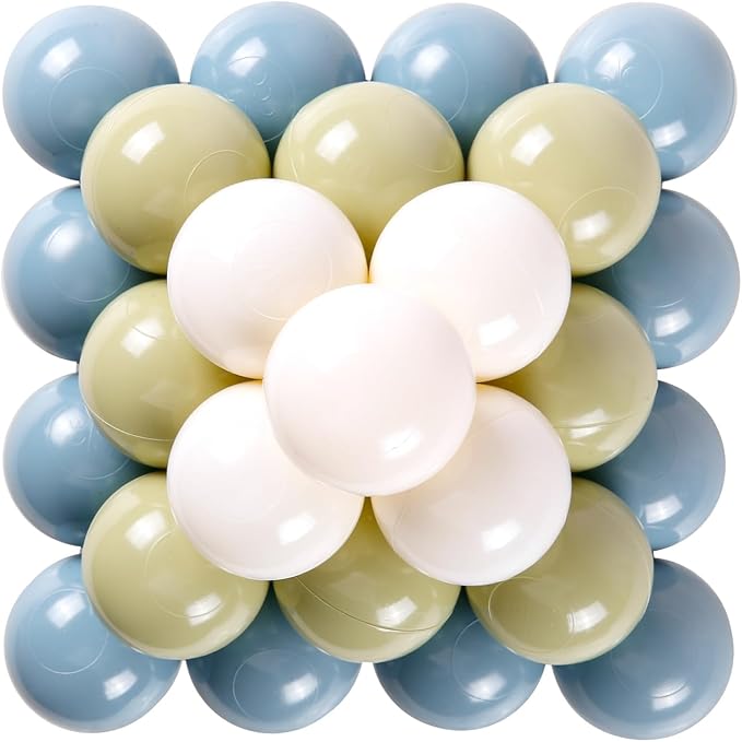 GOGOSO Ball Pit Balls - 2.15inch Plasticsball for Kids Toddlers Birthday Gifts, Summer Vibrant Colors Visual Stimulation Xmas Decor, Creamy Green+Creamy Blue+ Soft White