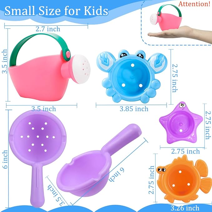 6Pcs Toddler Bath Toys for Kids Ages 1-3 Bath Toys for Babies12-18 Months Water Can Bathtub Toys for Kids Pool Toys Water Table Toys for 1 2 3 4 5 6 Years Old Girls Boys Gift