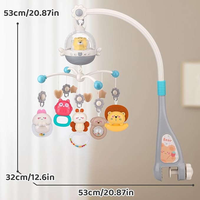 nicknack Baby Crib Mobile with Music and Light, Musical Nursery Mobile for Infants Newborn Gift 0-12 Months, Babies Bassinet Mobile with Remote Control