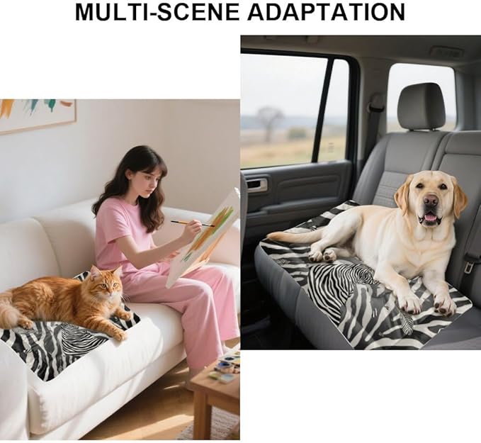 Zebra Print Feathers Machine Washable Dog Bed Bed Mats for Dogs Small Crate Pad Dog Beds for Crates Washable Non-Slip Cushion Crate Medium Dogs Cage Mats Crates Pet Cushion Indoor Outdoor 24X18 Inch