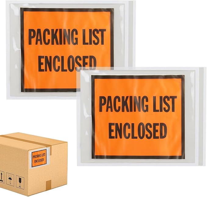 Packing List Enclosed Shipping Envelope 4.5"x5.5" Full Face Pouches Adhesive Bags Case of 1000