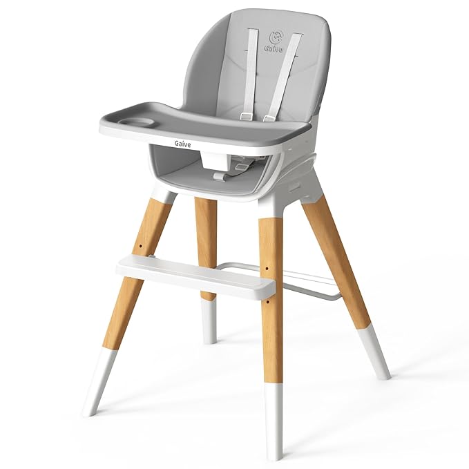 8 in 1 Highchair, Convertible Wooden Baby High Chair with Tray, Adjustable High Chair for Babies and Toddlers, Easy to Clean, Grow with Family|Booster|Learning Table|High Stool