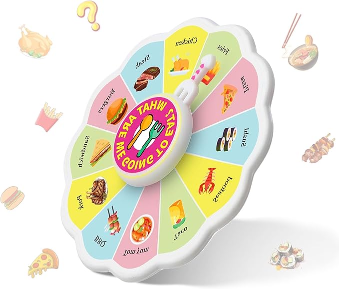 QETRABONE Foodie Dice & Decision Wheel - Fun Meal Picker for Family Game Nights, Couples Date Ideas & Party Games | Includes Fidget Spinner Snack Selector for Food Lovers Halloween Party Supplies