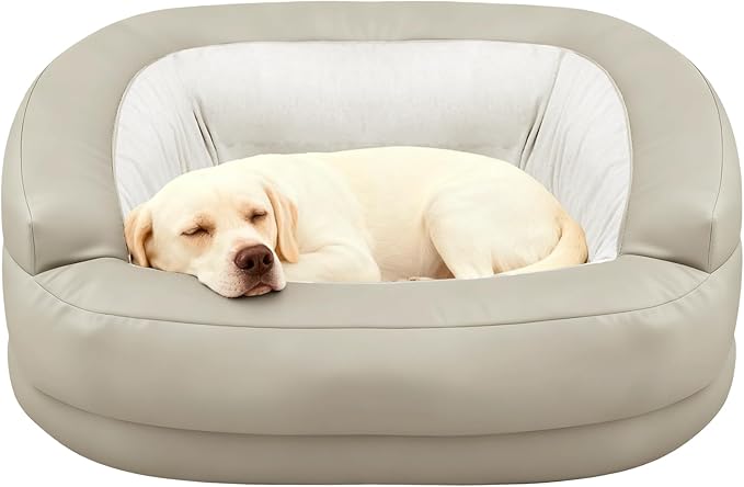 Dog Couch, Dog Sofa Bed for Medium to Large Dogs up to 60Lbs,Dogs Beds with High- Walled Deep Enclosure Design, Pet Couch with Removable Washable Cover & Non-Slip Bottom, Beige
