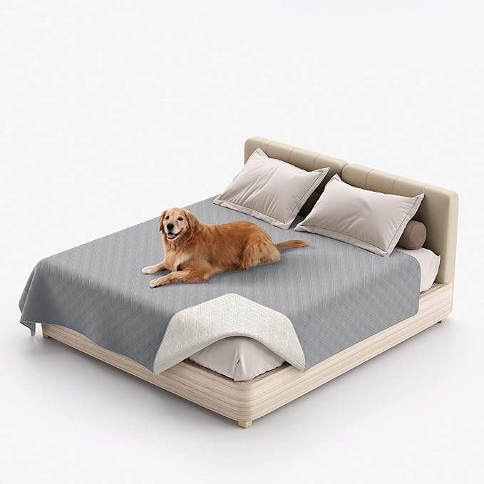 Waterproof Dog Bed Covers for Couch Protection, Water-Resistant Soft Dog Pet Blanket Anti-Slip Dog Blanket for Bed, for Furniture Bed Couch Sofa (Light Gray,68x82inch)