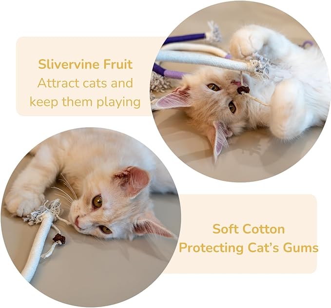 3-Pack Bent Cat Rope Toy, Pet Chew Toys, Interactive Tease Toys for Cats and Kittens, Bite-Proof Playthings, Cotton Rope Kitten Toys for Dental Care and Stress Relief, Pet Supplies