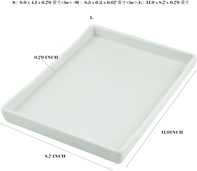 OMEM Reptile Bowl Large Food and Water Dish Enough Space Also Fit for Bath Simulated Wood Grain Surface (L, White)
