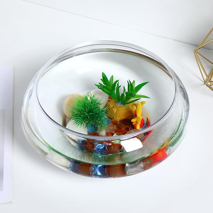 Plastic Fish Bowl Transparent Bubble Bowl Flower Vase Bowl Clear Wide Mouth Round Vase Terrarium Air Plant Hydroponic Succulent Planter Floral Container 2800ml