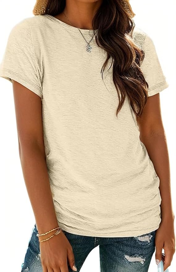 Soft Short Sleeve Shirts for Women, Crew Neck T Shirts for Women Loose Fitting Lightweight Top Basic Tee Shirt