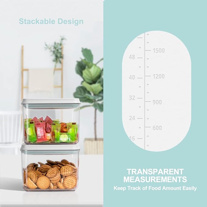 Pop Containers with Lids - Stackable Airtight Food Storage Kitchen Pantry Storage Containers for Snacks Candy Salt Herbs Spices BPA-Free (520ml*4)