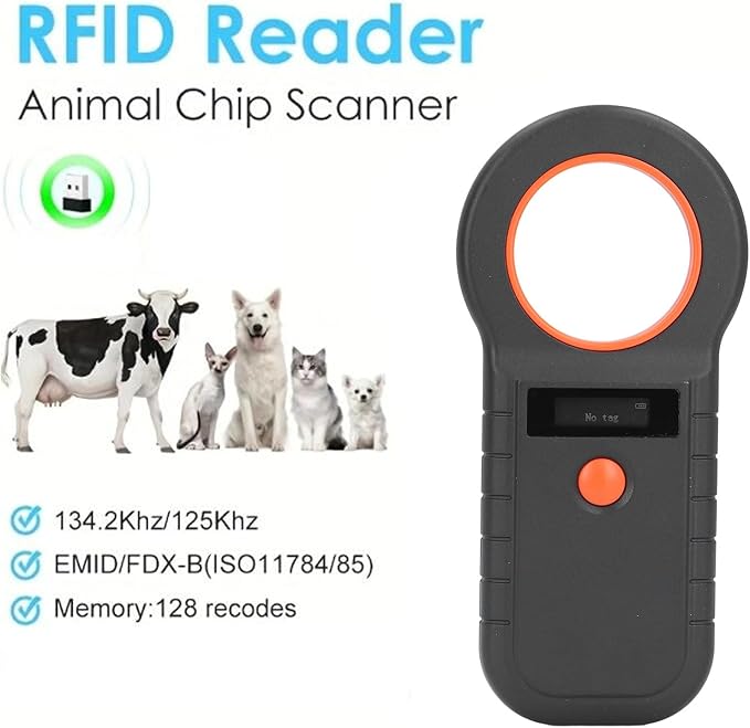 GOTOTOP Pet Microchip Scanner, 2.4G Wireless Connection Microchip Tag Reader with Buzzer Supports EMID FDX B Formats Stores 128 Records