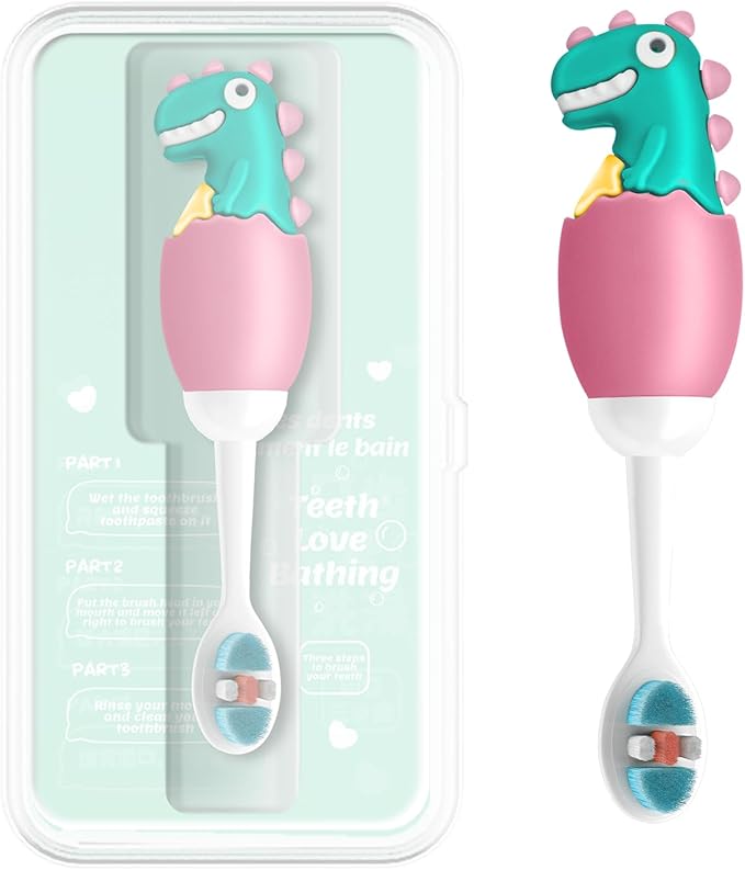 Kids Manual Toothbrush, Ultra-Soft Kids Toothbrush for Sensitive Teeth & Gums, Gentle Toddler & Children's Brush with 10000 Bristles Travel-Friendly Design for Ages 2-7 (Pink)