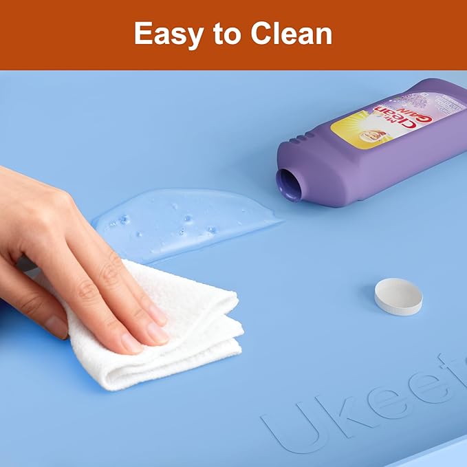 Extra Thick Silicone Mat Waterproof with Raised Edge 22" x 19", Under Sink Mat for Kitchen & Bathroom, Kitchen Cabinet Liner, Multi-Purpose for Storage & Protection, Blue