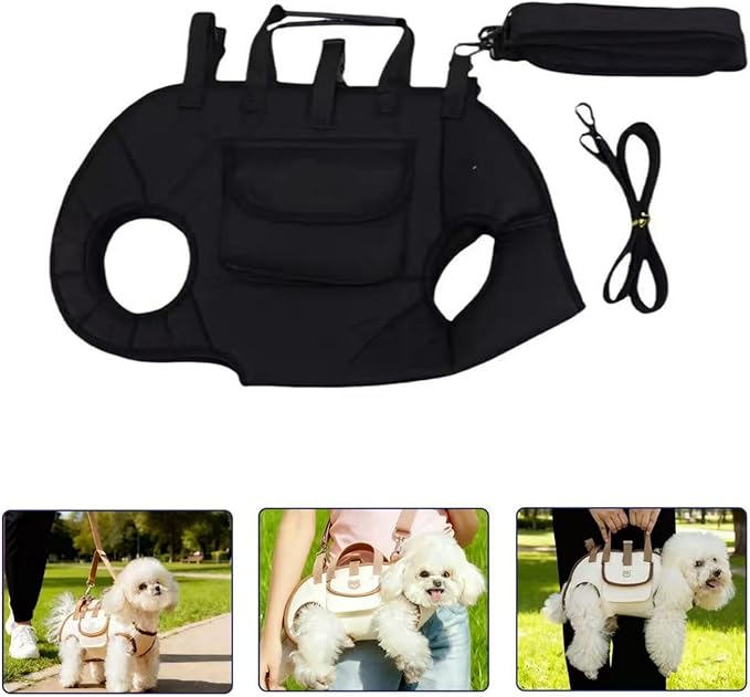 Portable Small Dog & Cat Pet Carrier Sling & Backpack for Small Dogs & Cats & Puppy, Dog & Pet Purse Bag Carrier Sling for Small Dogs with Dog Traction Leash, Crossbody Sling Carriers (Black S)