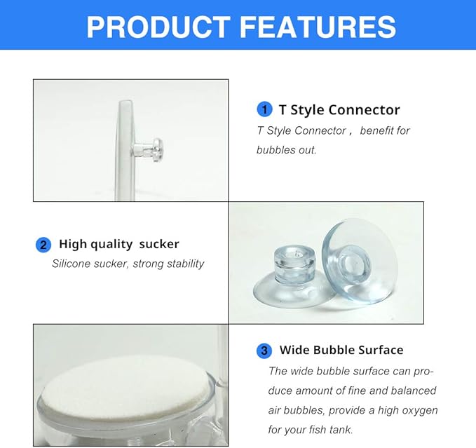 Upettools Aquarium Air Stone Fish Tank Nano Bubble Stone Kit with Control Valve Quiet Super-High Dissolved Oxygen Diffuser Makes Super Tiny Bubbles for Fish Tank and Hydroponic (T60)