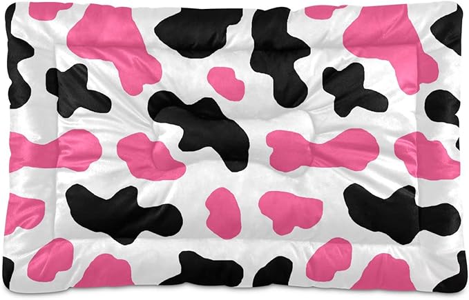 Pink Milk Cow Print Pet Bed Cute Dog Bed Mat Absorbing Non Slip Pad Pet Sleeping Mat for Small, Medium, and Large Dogs Puppy Cat 24 in x 18 in