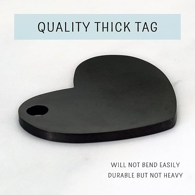 Ultra Joys Dog ID Tag, Custom Dog Tag Personalized Cat Tag, Pet ID Tag, Brushed Stainless Steel Heart Cat Tags Pet Tags Black Small