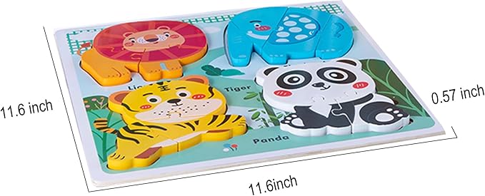 Zoo Safari Animal Toddler Puzzles Ages 1-3, Wooden Puzzles for Toddlers 2-4, Fun Educational Toys for 18-36 Months Baby,Crafted Wood Birthday Gifts for 24+ Month Little Girls Boys